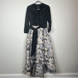 Cachet Black & Silver High-Low Floral Dress